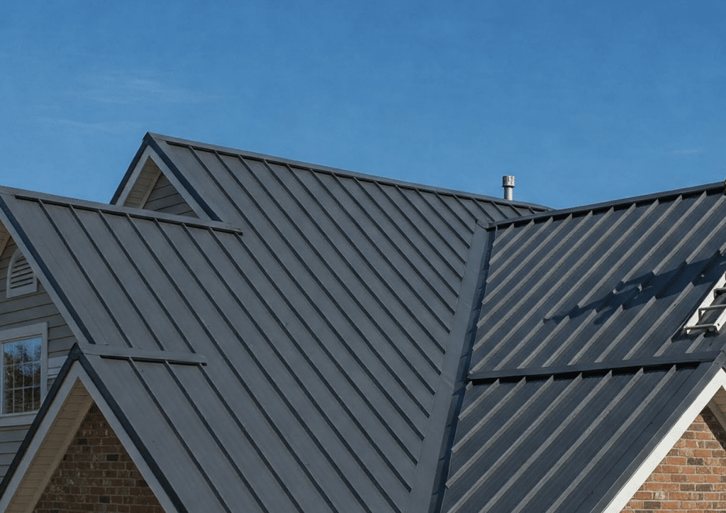 Albuquerque grey metal roof repaired by A Honorable Roofing.