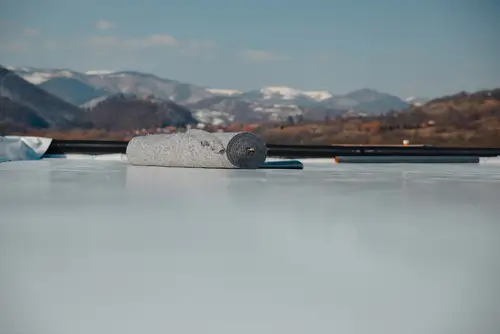 Flat roofing system installation on a home in Albuquerque New Mexico